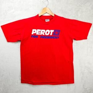 Vintage Vote Ross Perot For President Shirt Mens Fits Large Red Politics 90s